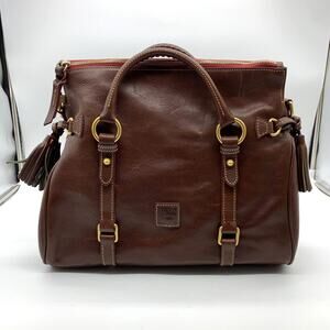 Dooney & Bourke Florentine Leather Satchel Purse Brown Chestnut